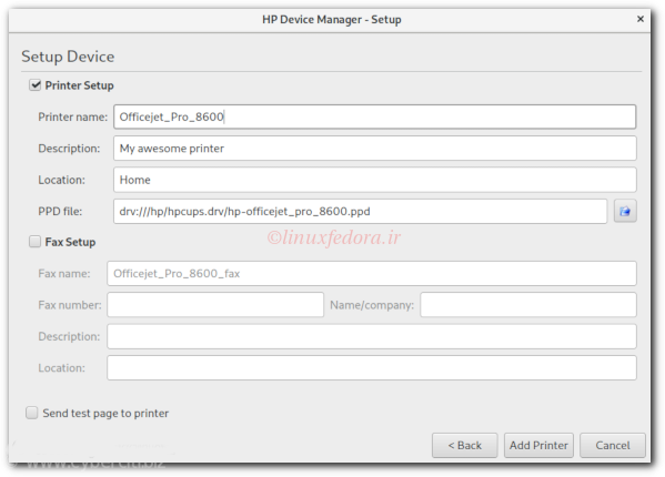 HP Device Manager in action on my Fedora Linux 29 workstations